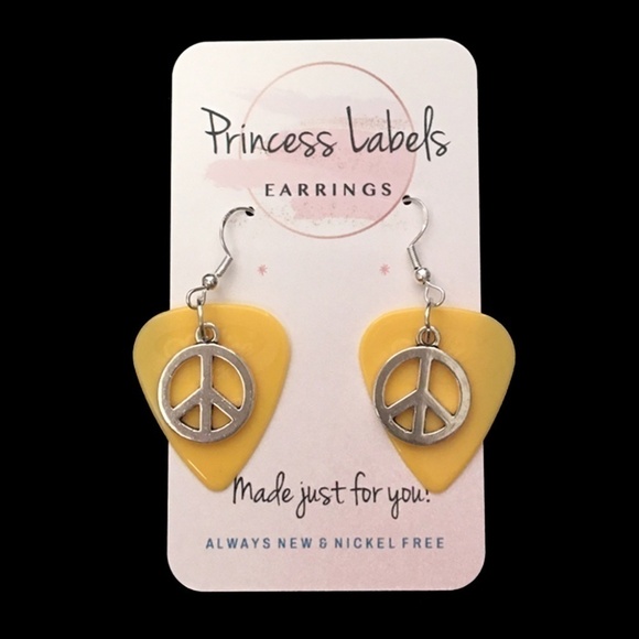 HAND Crafted Drop Earrings Repurposed Guitar Picks Peace - Call me a Dreamer - Picture 5 of 7